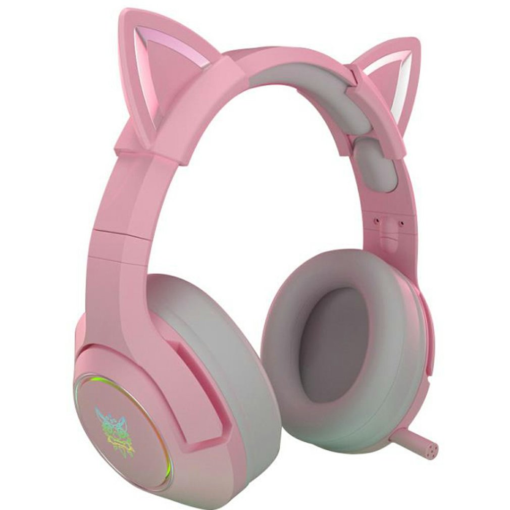 K9 Wired Gaming Headset Head-mounted USB Games Cute Girls Cute boy, cospaly, Wired Computer Headsets Adjustable Head Beam Soft Earmuffs,19.5 * 10 * 23 cm,pink