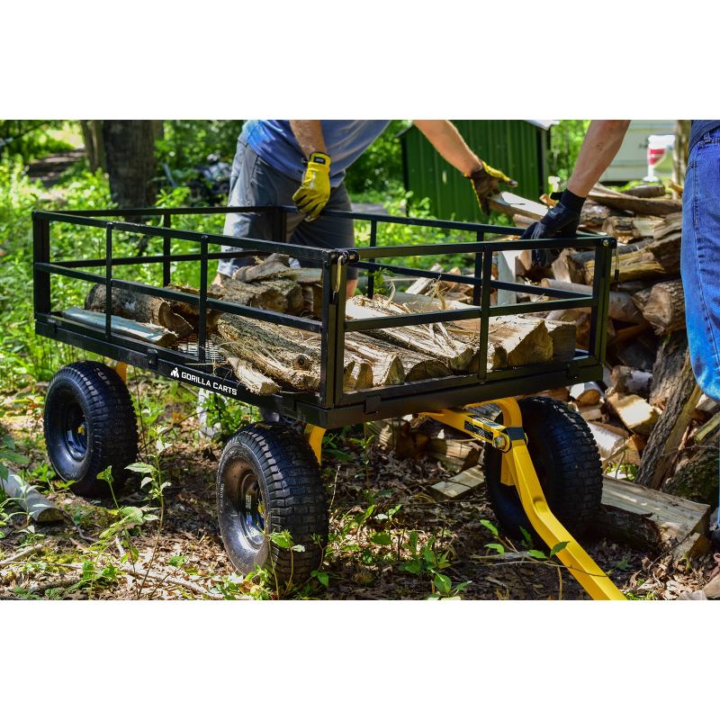 Gorilla Carts Extra Heavy Duty Steel Utility Cart with Removable Sides and Pneumatic Tires Capacity