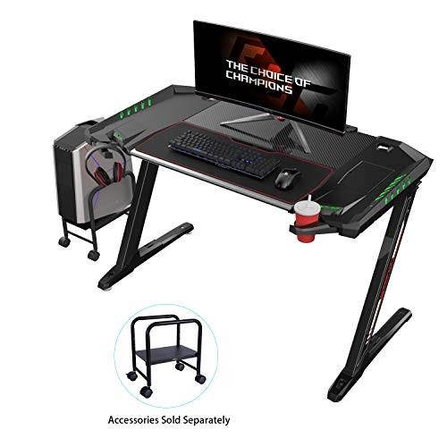 Eureka Z2 Gaming Desk - Gaming Desk for Console & PC Gamers. RGB Lighting, Headphone Hook, and Cup Holder