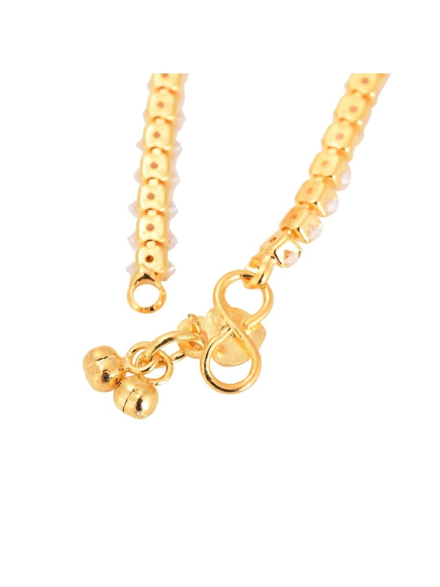 Saraf RS Jewellery Gold-Plated White AD Studded Modern Payal Anklets - Set of 2