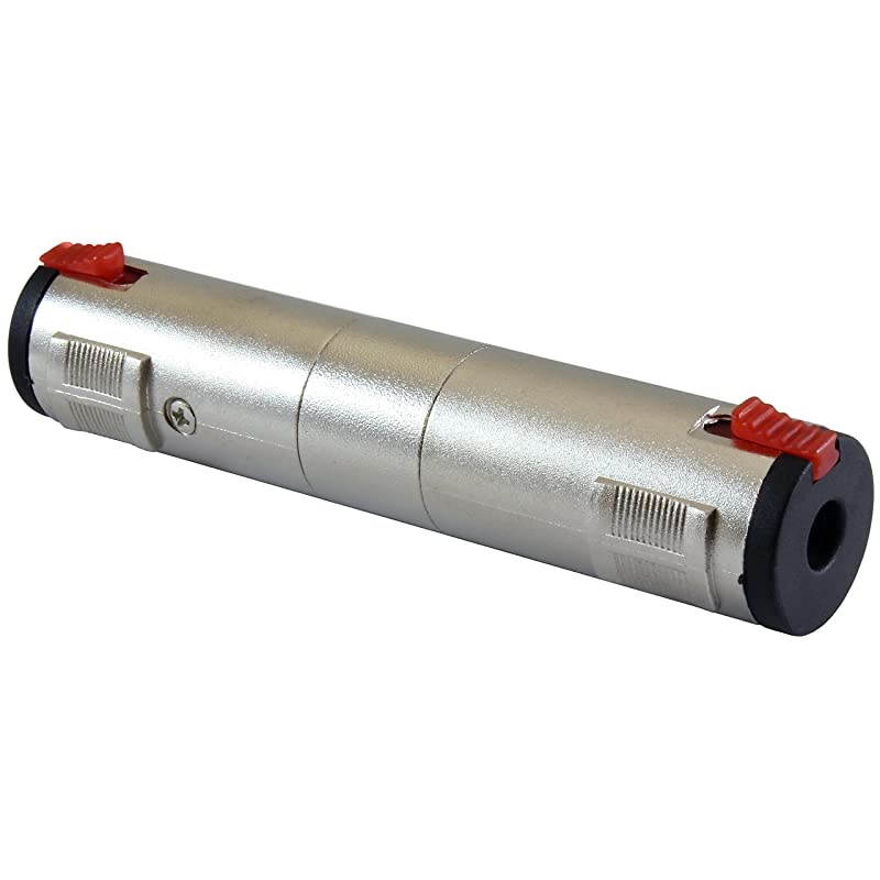 14 Locking Coupler Female Dual TS and TRS Plug Jack Adapter 14 inch to 14 inch Barrel Dual Stereo and Mono 4 Pack