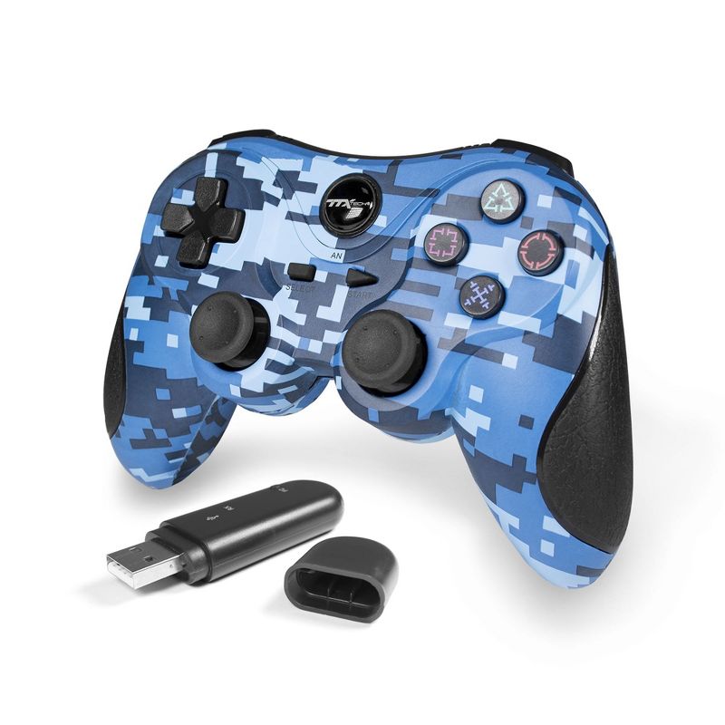 TTX Tech Wireless USB Controller Compatible with PS3, Digicamo Blue