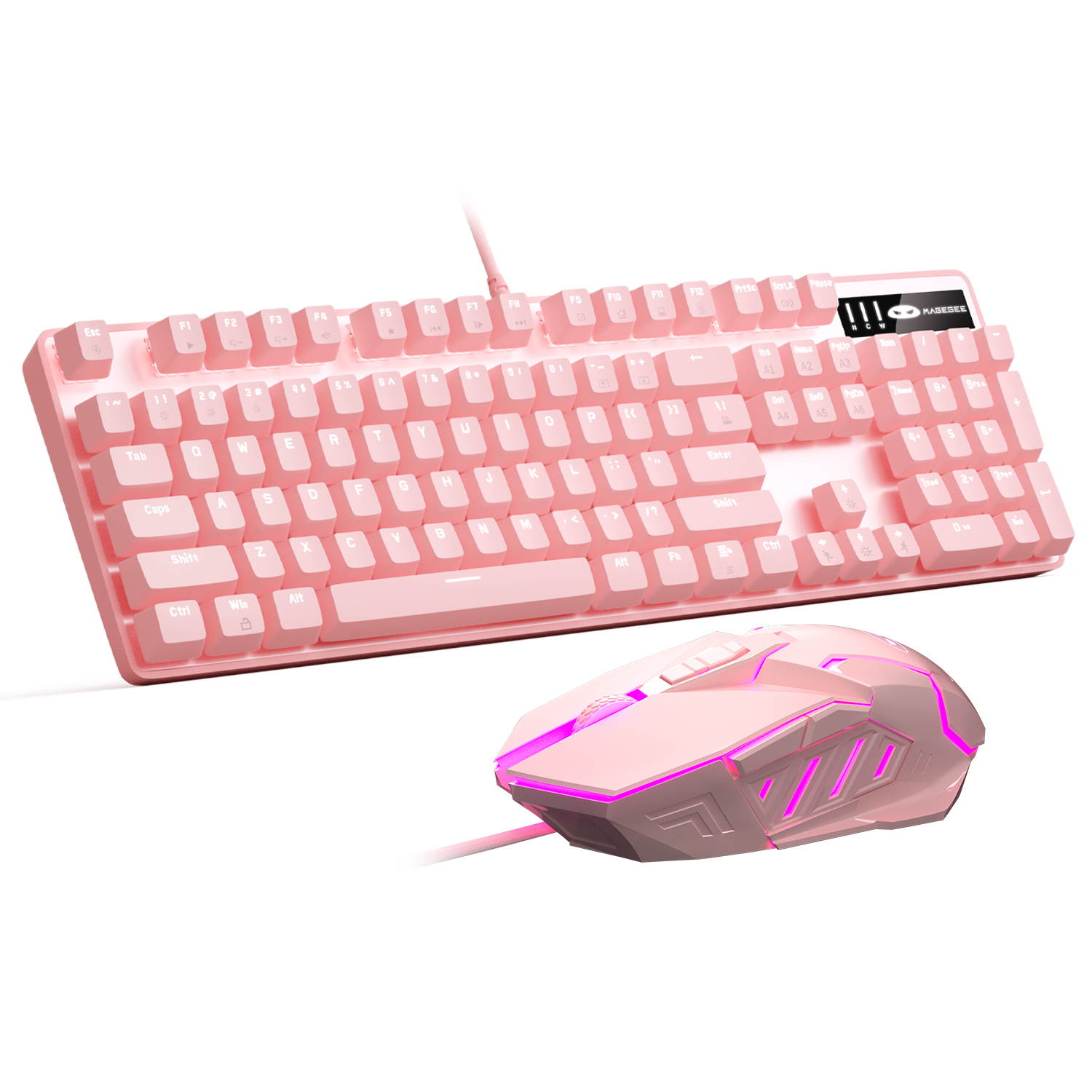 Mechanical Gaming Keyboard and Mouse Combo, MageGee MK-Storm 104 Keys Rainbow Backlit Keyboards, Black Switches, 7 Button Mouse Wired for PC Gamer Computer Laptop