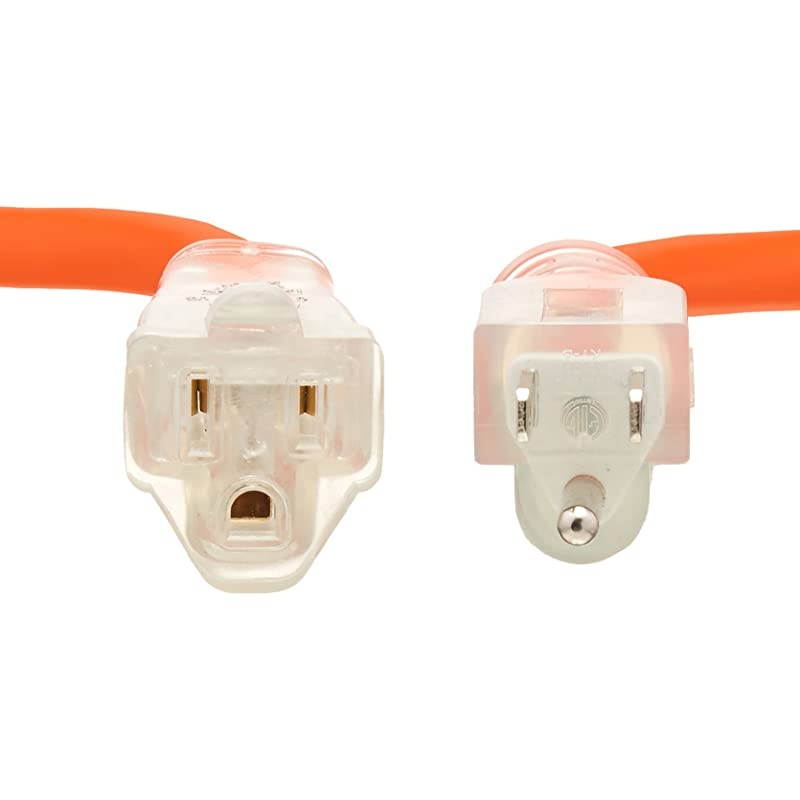 123 SJTW HeavyDuty Lighted Extension Cord 25Foot Orange 4Pack