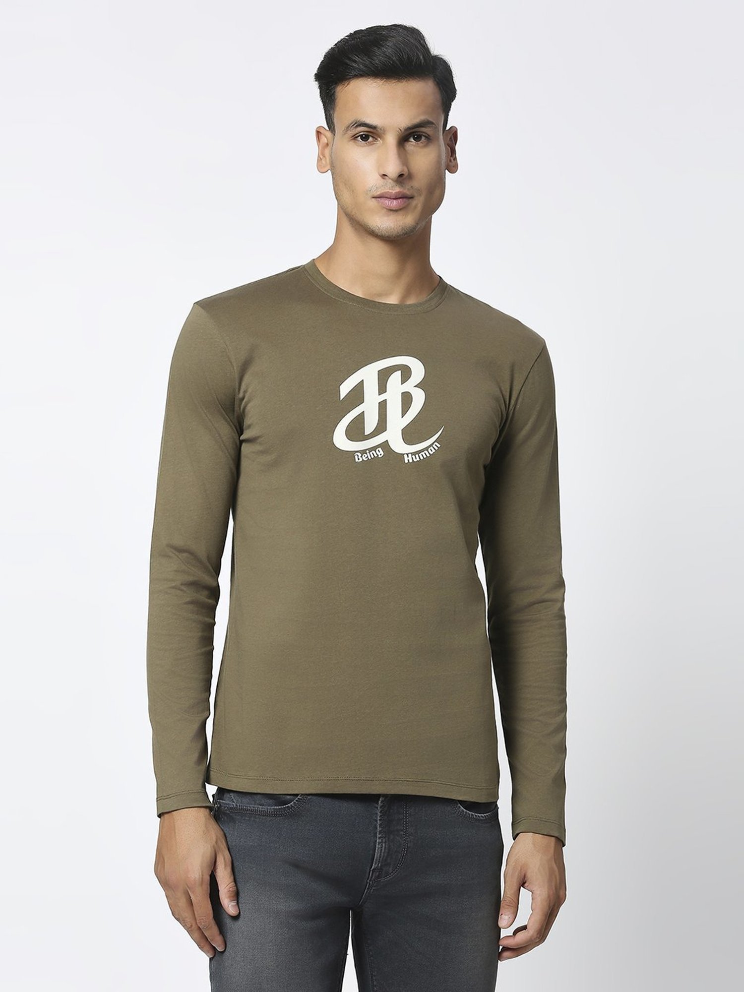 Being Human Green Regular Fit Printed T-Shirt