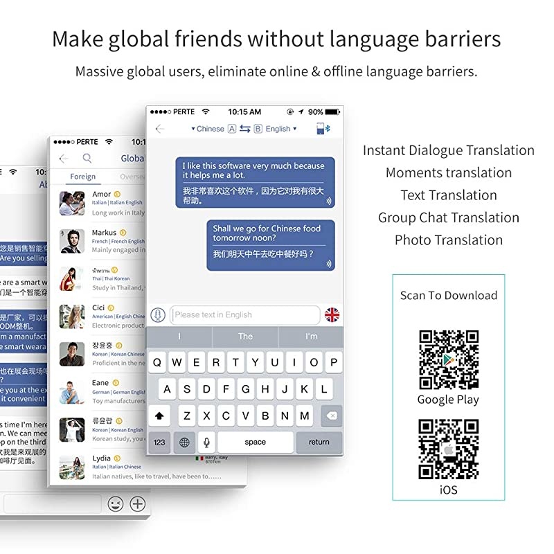 Language Voice Translator Device RealTime 2Way Translations Supporting 72 Languages for Travelling Learning Shopping Business Chat Recording Translations Bluetooth G5