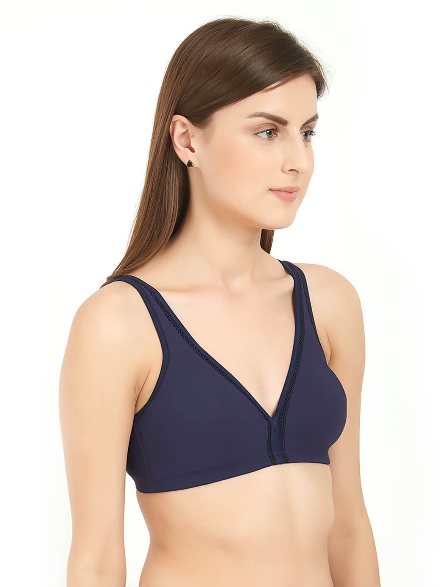 Soie Navy Non Wired Non Padded Half Coverage T-Shirt Bra