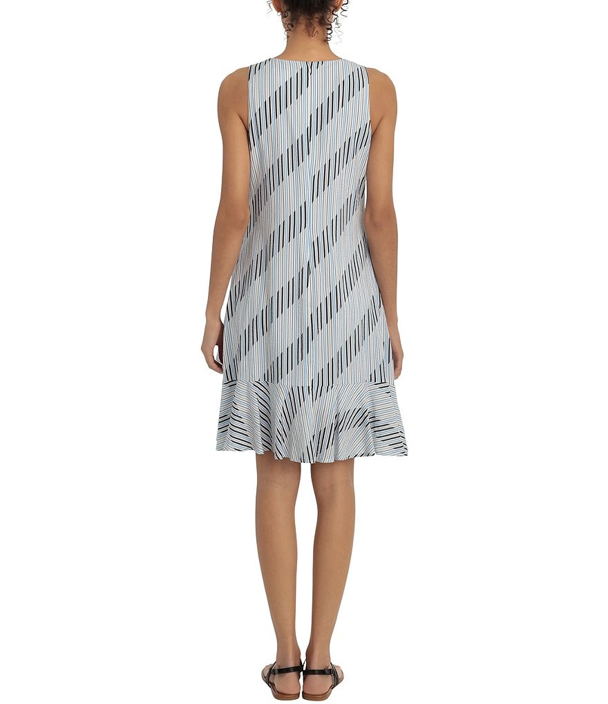 London Times Sleeveless A-Line Drop Waist Flounce Hem Swing Dress