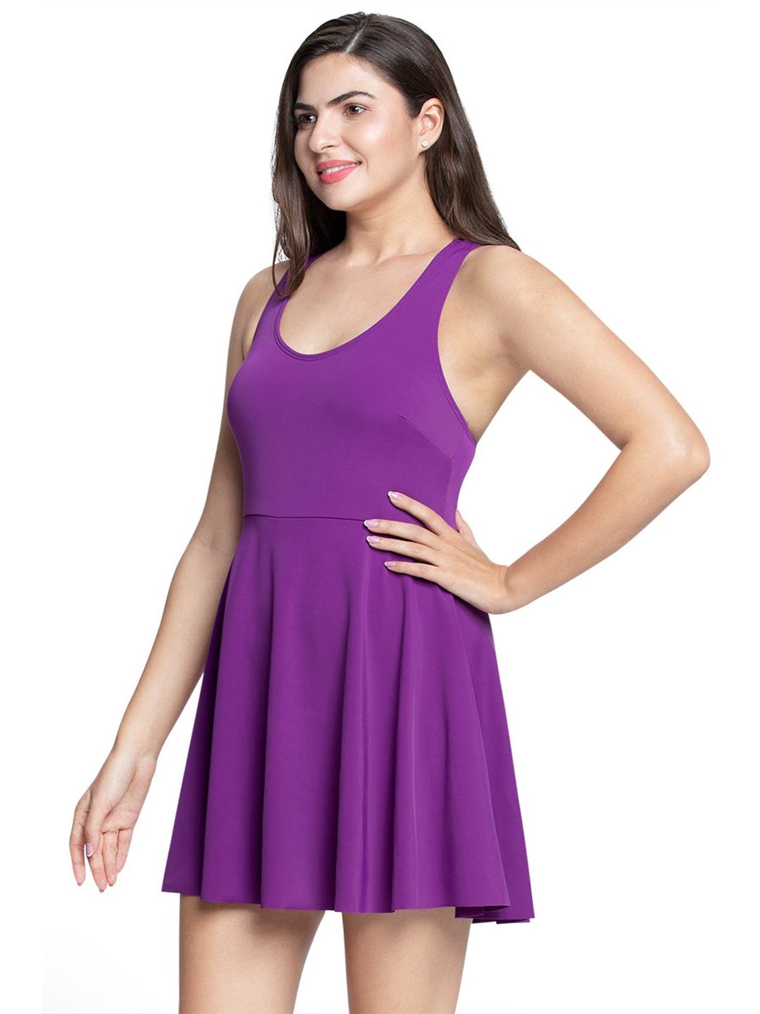 Amante Purple Padded Swim Dress