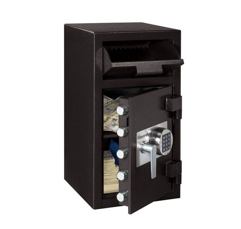 SENTRY SAFE DH-134E Cash Depository Safe, 1.57 cu ft, 121 lb, Black, Solid Steel