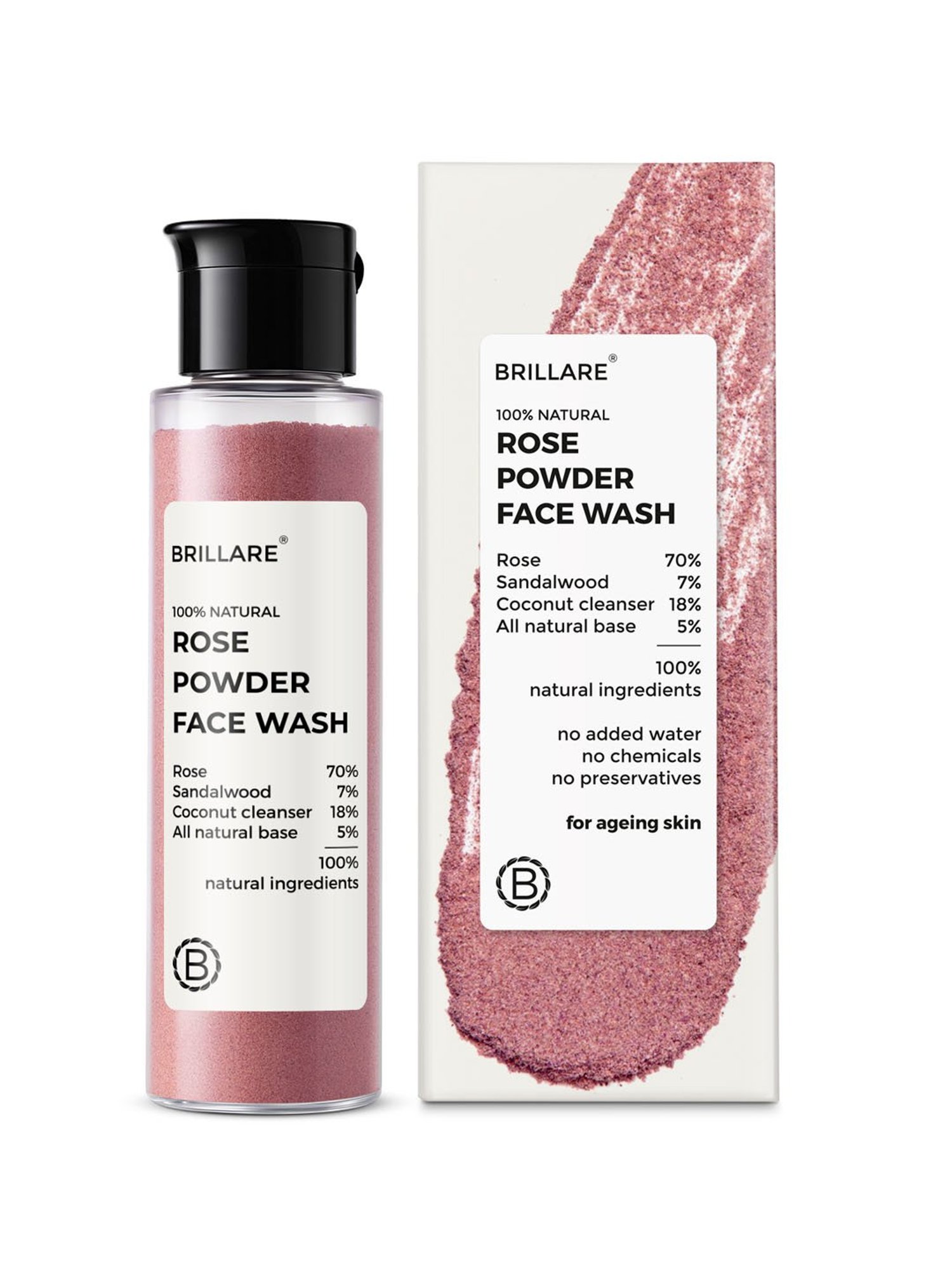 Brillare Rose Powder Face Wash - 30 gm