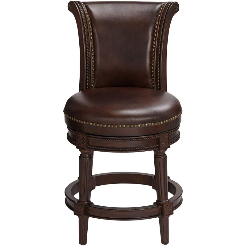 55 Downing Street Addison 24 1/2" Mocha Leather Swivel Counter Stool