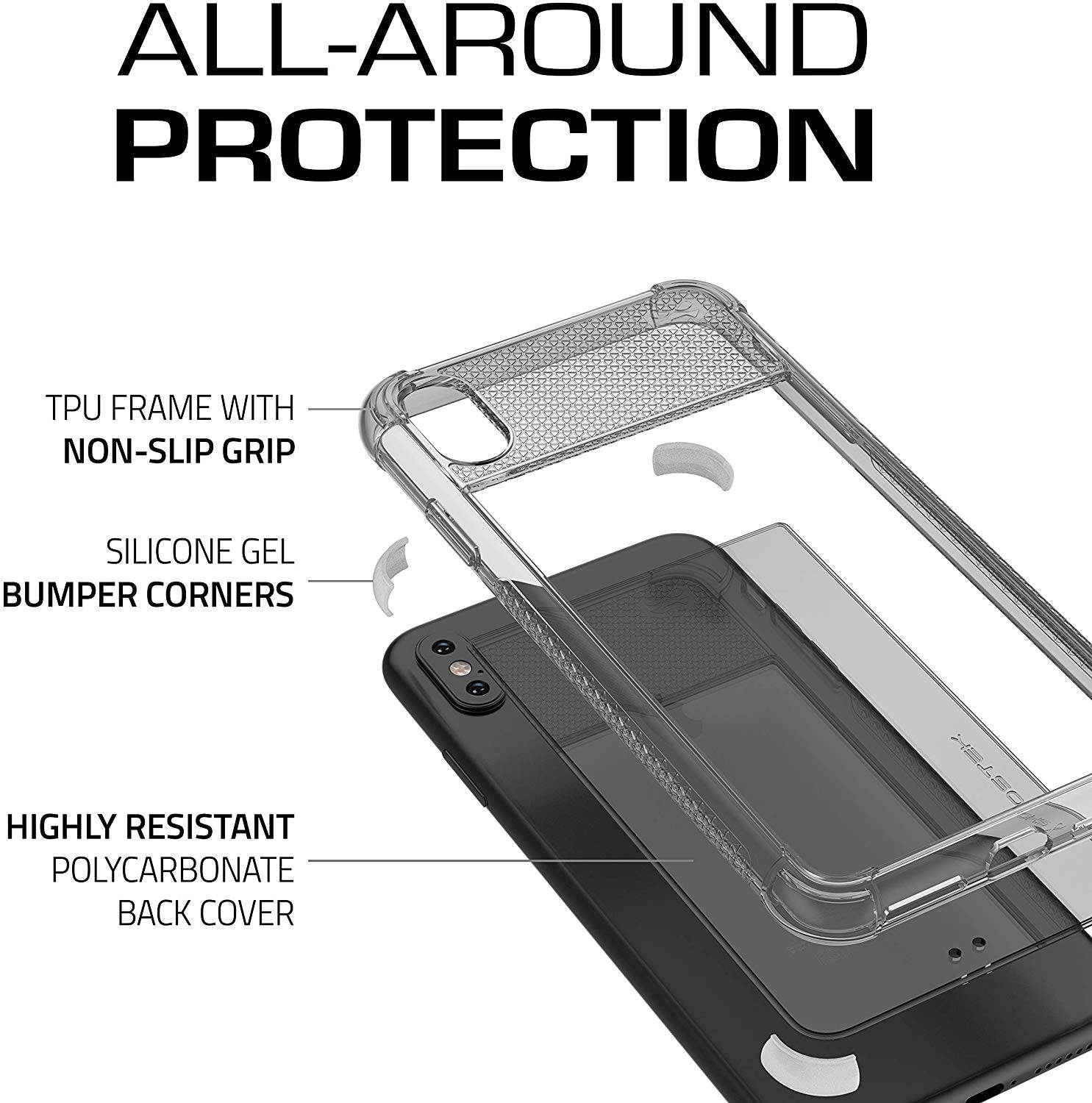 Moshi Vitros Clear Case for iPhone 11 - For Apple iPhone 11 Smartphone - Clear, Raven Black - High Gloss