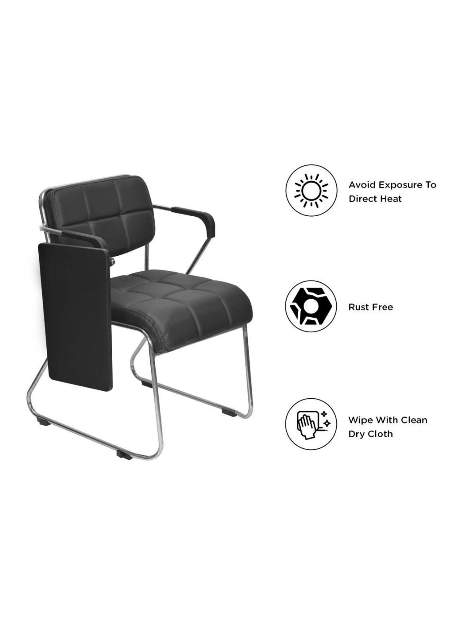 Nilkamal Contract Black PU Foam Chair with attached Desk