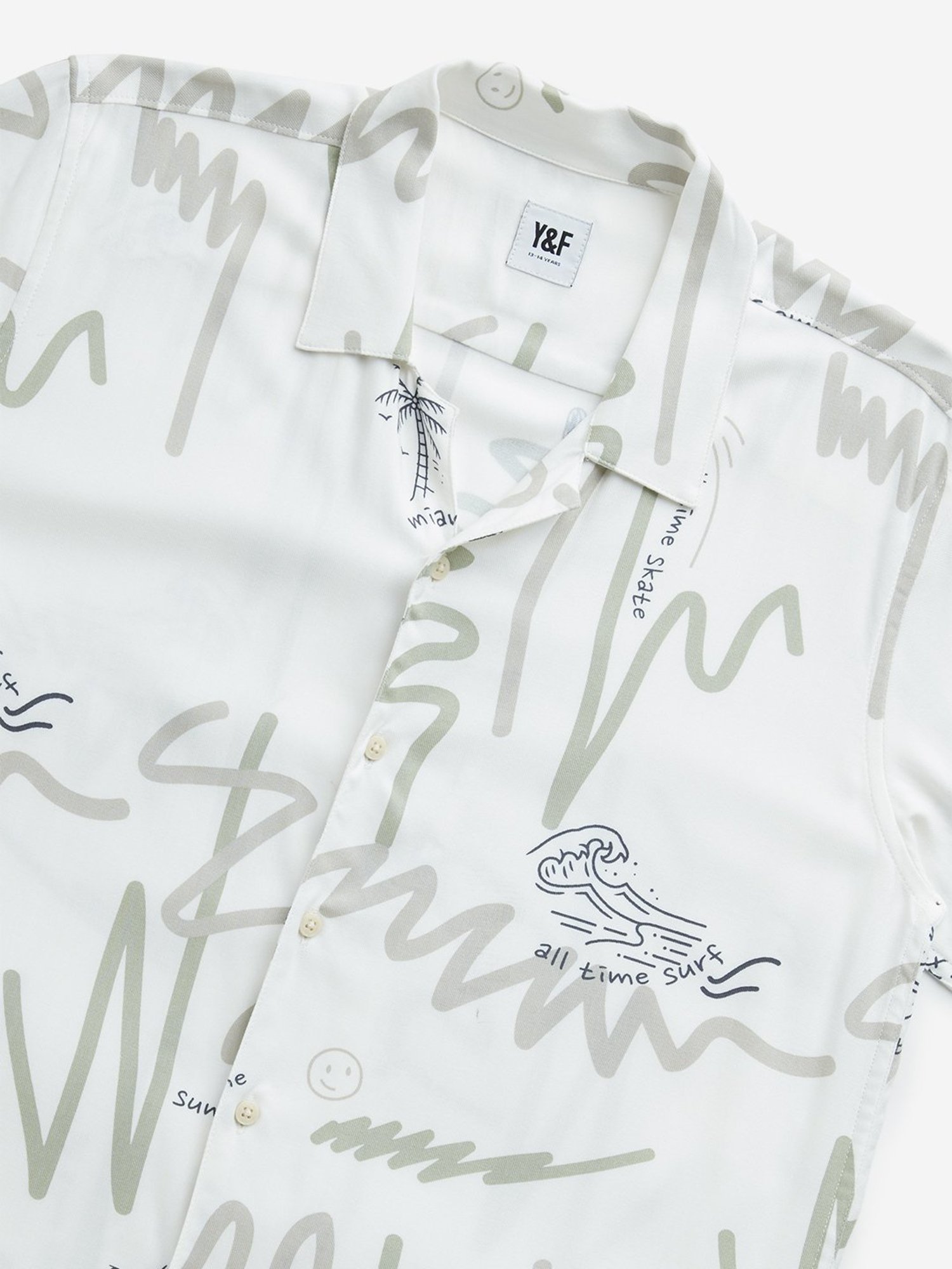 Y&F Kids by Westside Off-White Surf-Inspired Resort-Fit Shirt