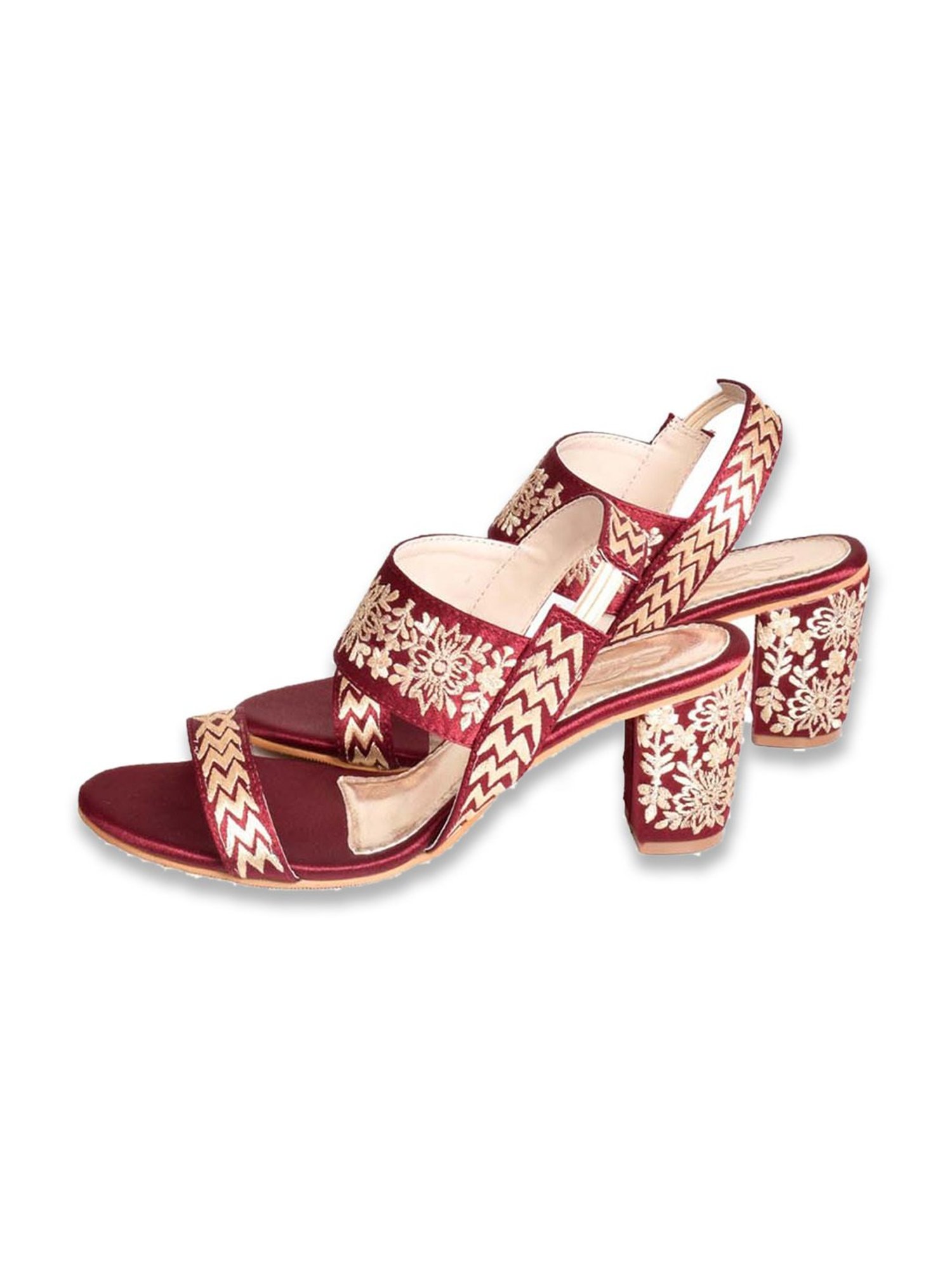 Sole House Women's Maroon Sling Back Sandals