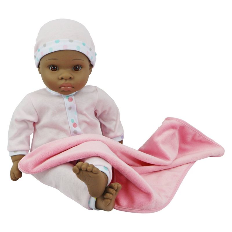 18" Sweet and Happy Baby with Blanket - Pink with Polka Dot Pajamas