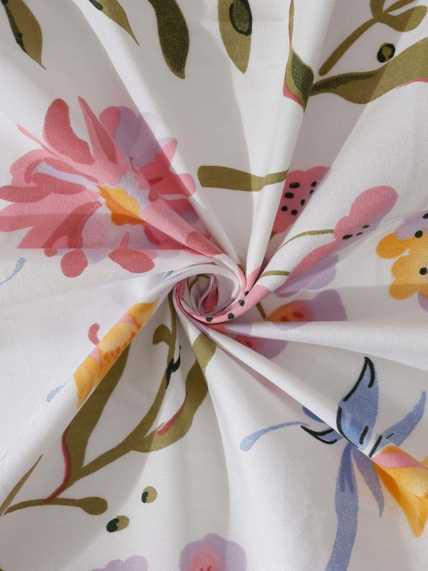 HOSTA HOMES White & Pink Cotton 280 TC Single Bedsheet with 1 Pillow cover