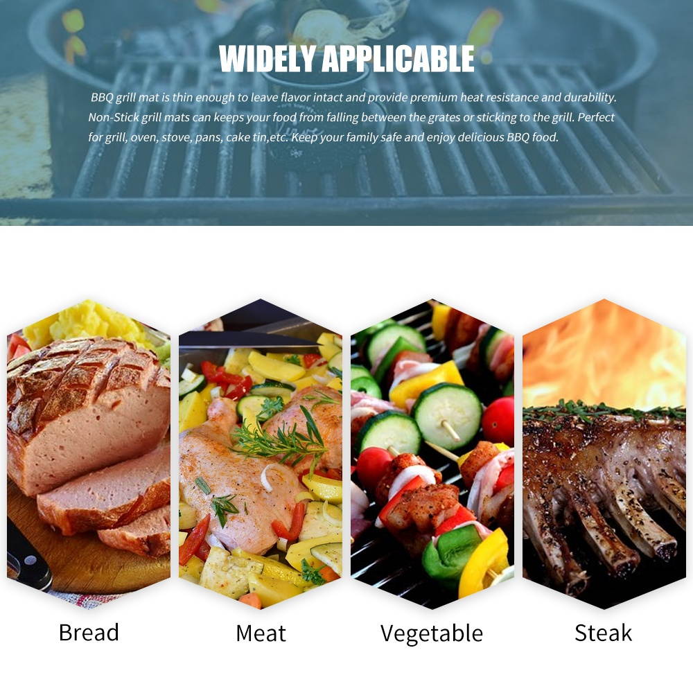 Sauce Basting Brush Barbecue BBQ Grill Oven Liner Grill Mat Non-Stick Barbecue Mat Reusable Heavy Duty Easy to Clean Baking Mat Glass Fiber BBQ Grill Mat table MatBrush Heat Resistant Baking Cooking