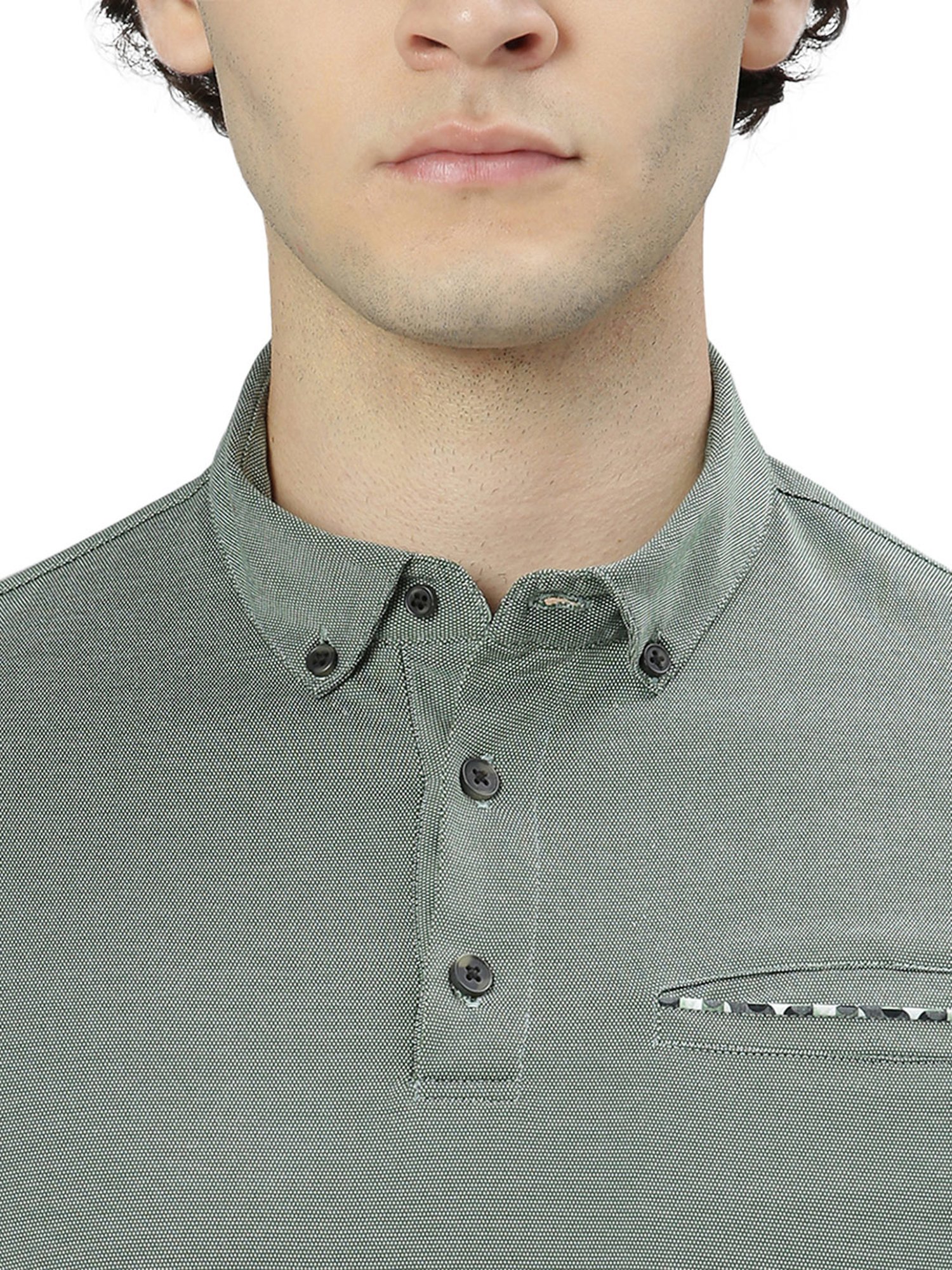 Slowave Green Regular Fit Cotton Polo T-Shirt