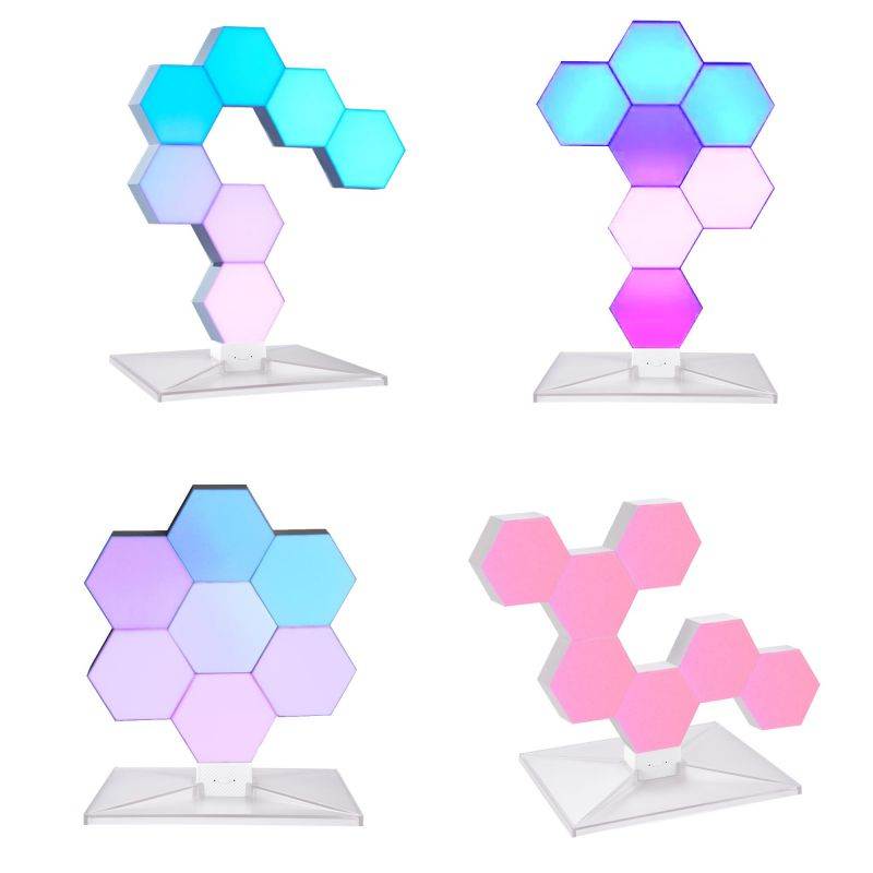 Yescom 7 Packs Hexagonal Smart Light Modular LED Voice Control WIFI Decor Bar Bedroom