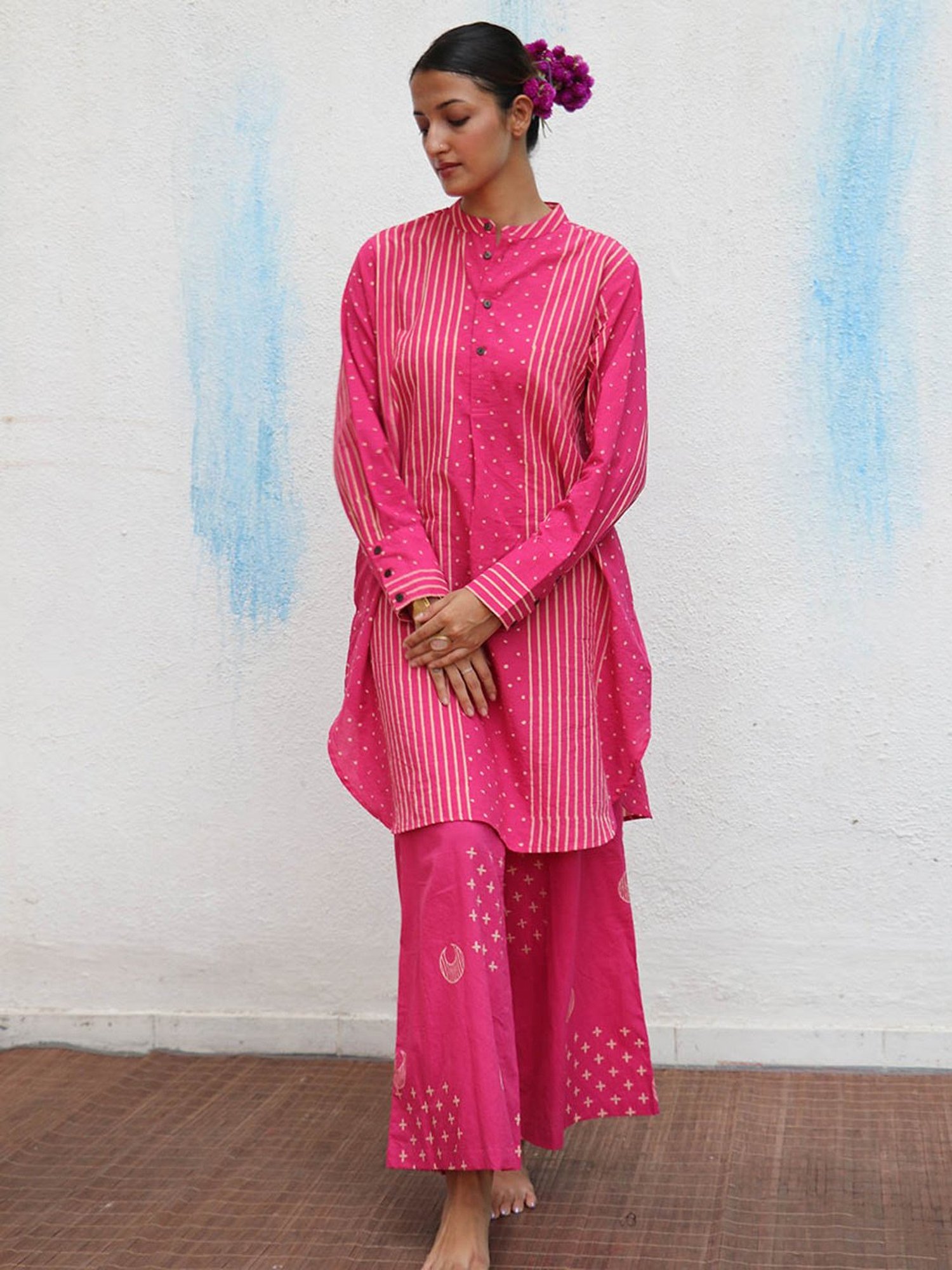 Chidiyaa Flower Girl Pankhuri Blockprinted Cotton Kurta Set