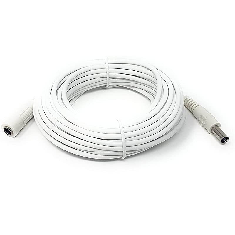25ft Power Extension Cable 21mm x 55mm 12V DC Plug Power Adapter Cord 20AWG Wire for CCTV Wireless WiFi IP Security Camera DVR LED Car Pack 25 Feet