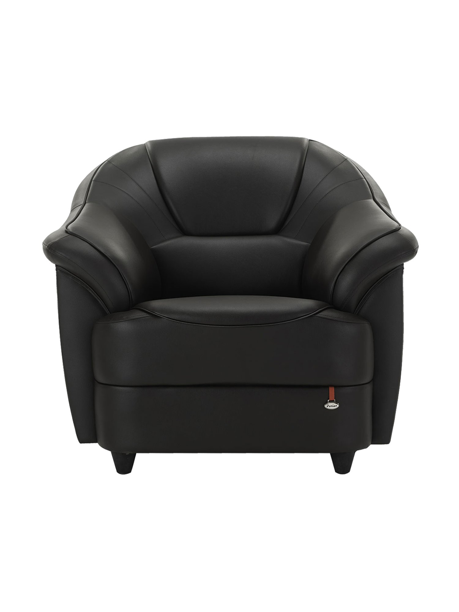 Durian Berry Black Premium Leatherette 1 Seater Sofa