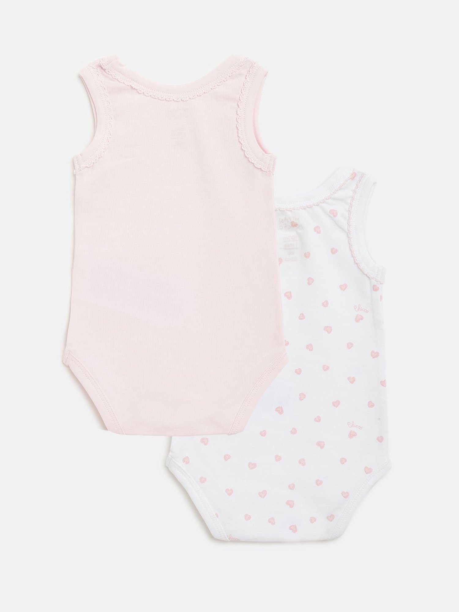 Chicco Kids White & Light Pink Printed Bodysuit (Pack Of 2)
