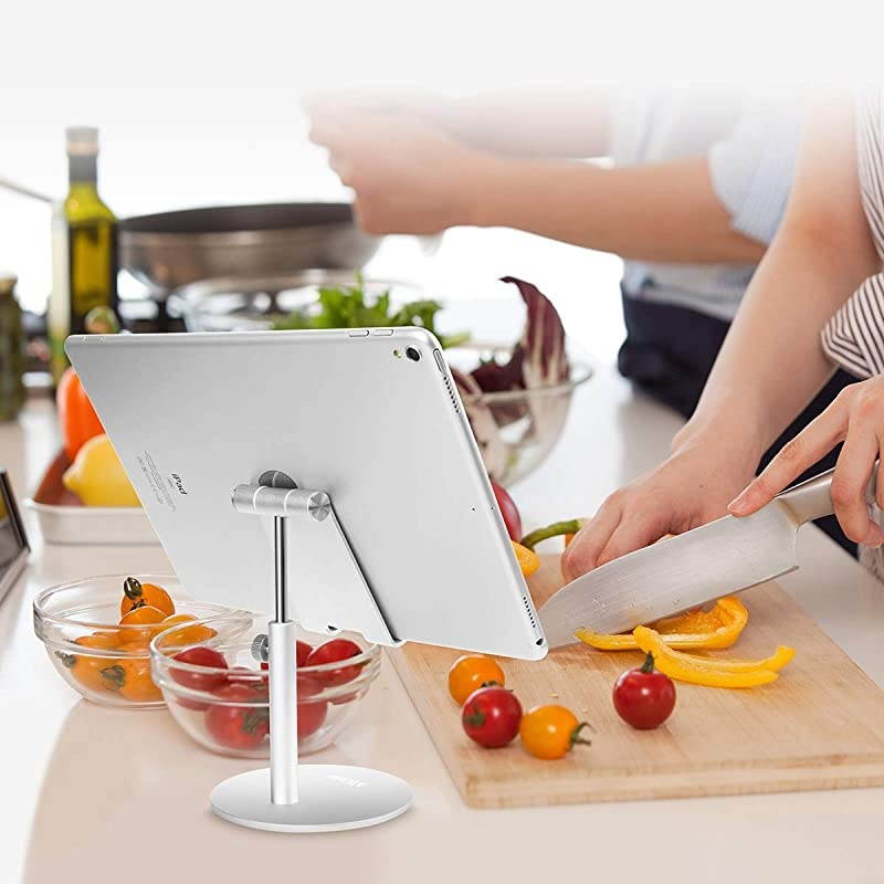 Adjustable TabletPhone Stand Telescopic Adjustable iPad Stand HolderUniversal Multi Angle Aluminum Stand Compatible with iPhone Smart Cell PhoneTabletiPad413 inch Silver