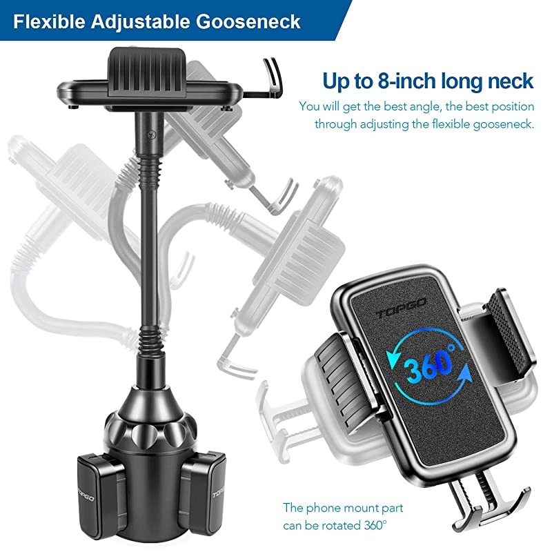 Upgraded]  Cup Holder Phone Mount Universal Adjustable Gooseneck Cup Holder Cradle Car Mount for Cell Phone iPhone Xs/XS Max/X/8/7 Plus/Galaxy