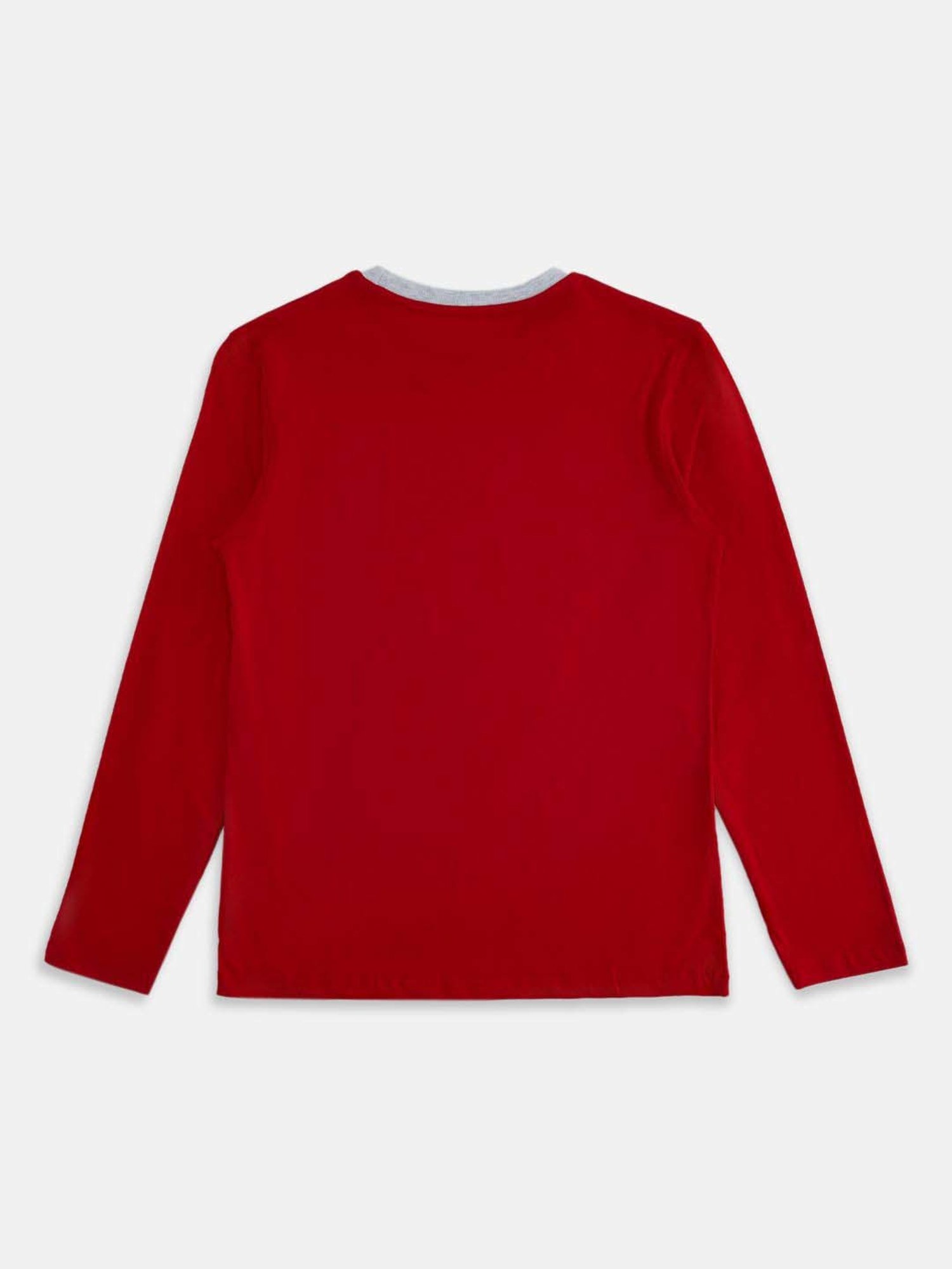 Pantaloons Junior Blue & Red Cotton Printed Full Sleeves T-Shirts