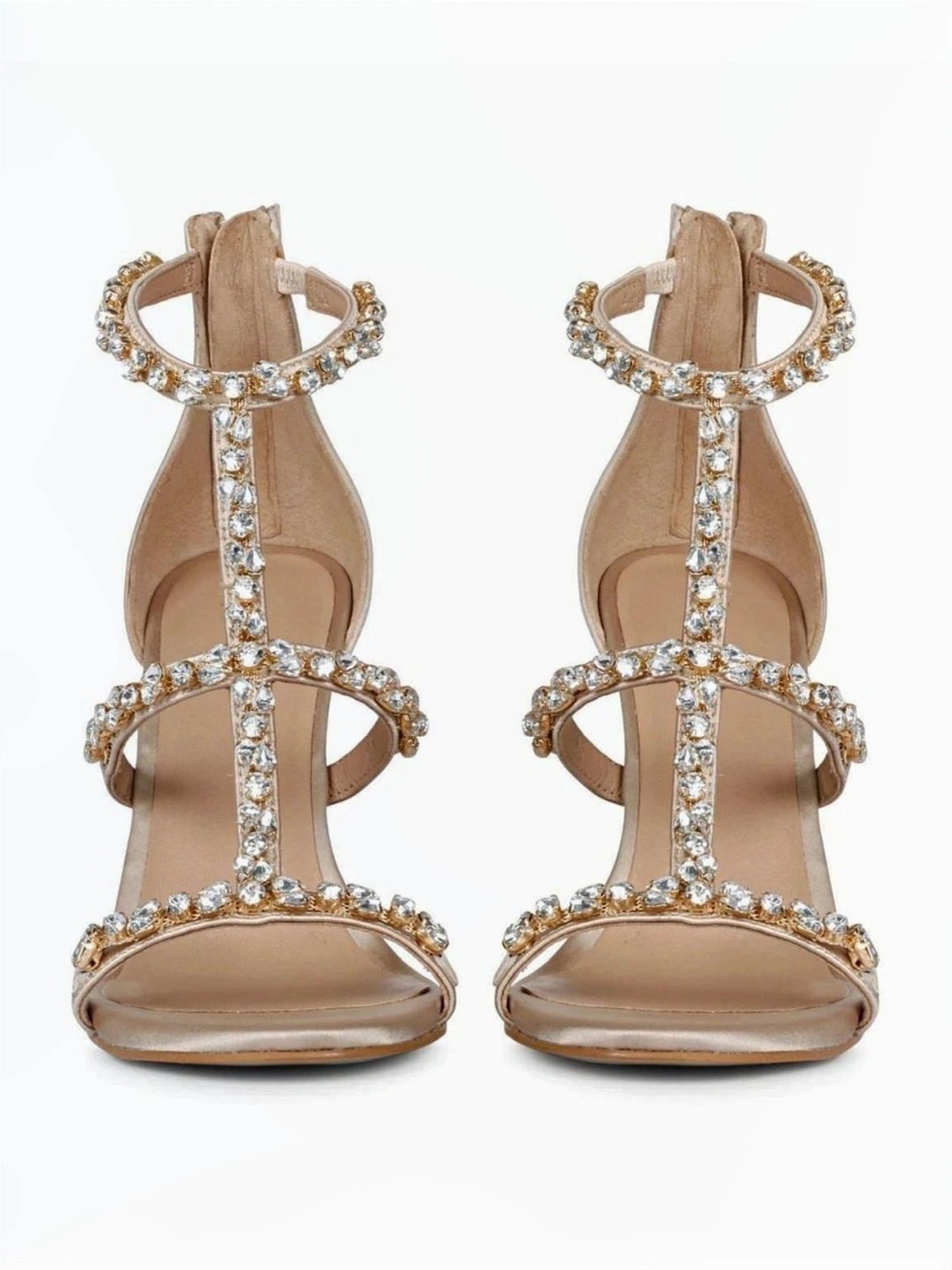 Saint G Women's Ella Champagne Ankle Strap Stilettos