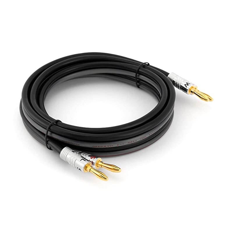 12 AWG 259 Strand Speaker Wire with Banana Plugs 6 Feet