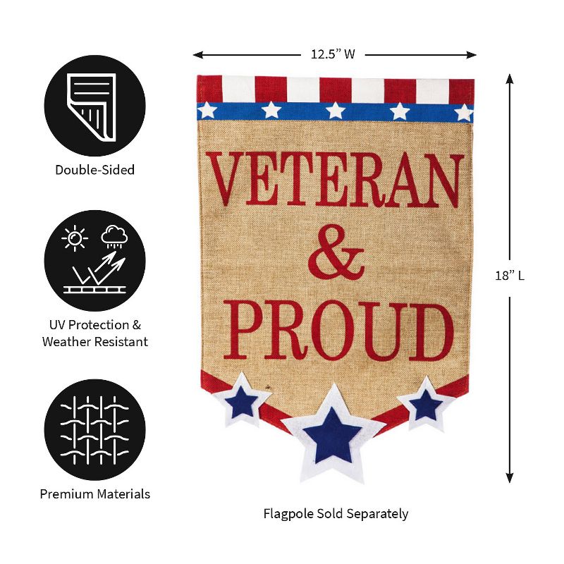Evergreen Flag  Veteran & Proud  Garden Burlap Flag