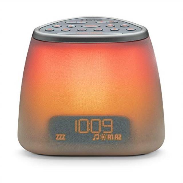 iHome Bluetooth Color Changing Bedside Sleep Therapy Machine White Speakers and Alarm Clocks