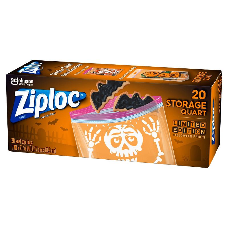 Ziploc Print Halloween Storage Bag Quart - 20ct