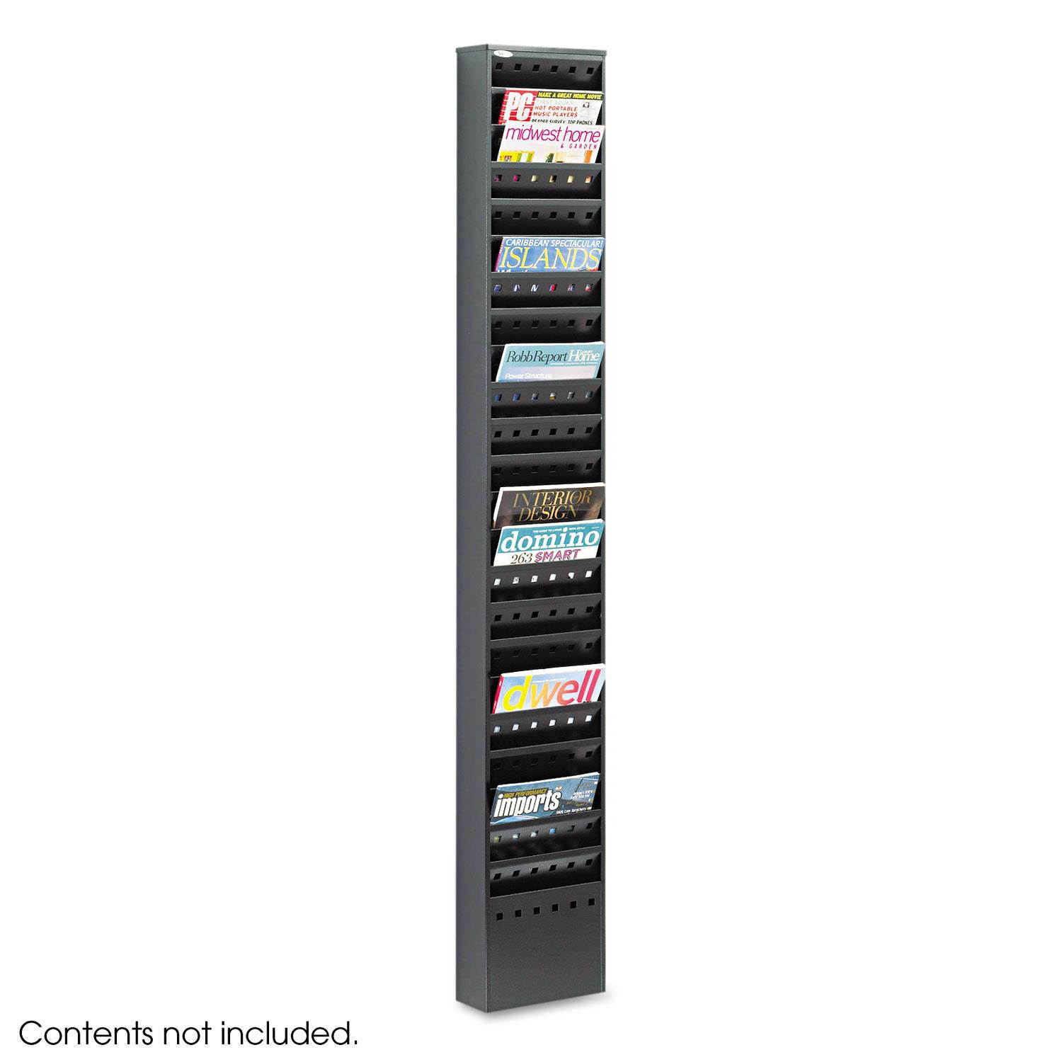 Safco Steel Magazine Rack 23 Compartments 10w x 4d x 65-1/2h Gray 4322GR
