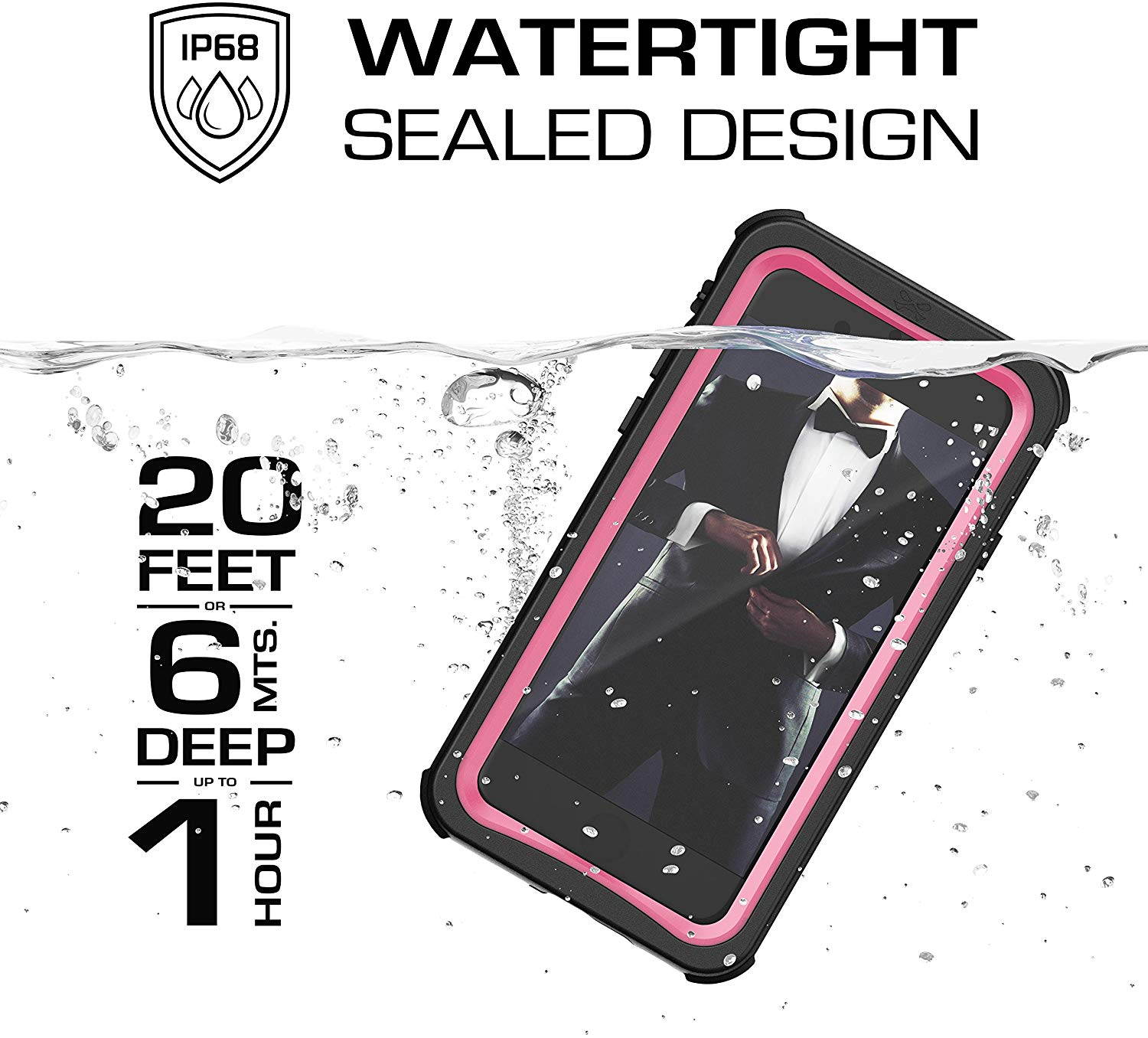 Ghostek Nautical iPhone 7, iPhone 8, iPhone SE 2020 Waterproof Case Screen Protector Built-in Heavy Duty Protection Full Body Underwater Watertight Seal iPhone 7/8, iPhone SE 2020 (4.7 Inch) - Pink
