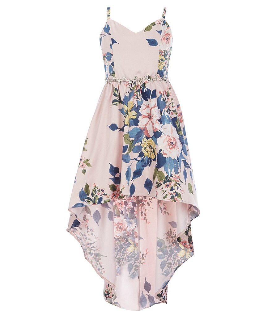 Honey and Rosie Big Girls 7-16 Sleeveless Ruffled Neck Scuba Skater Dress