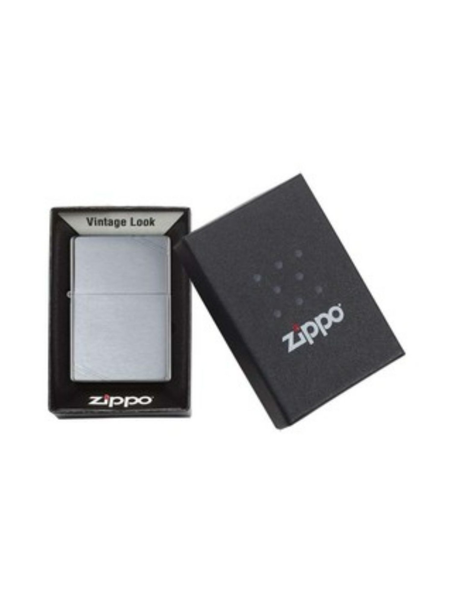 Zippo Silver Brushed Vintage with Slashes Brass Windproof Pocket Lighter