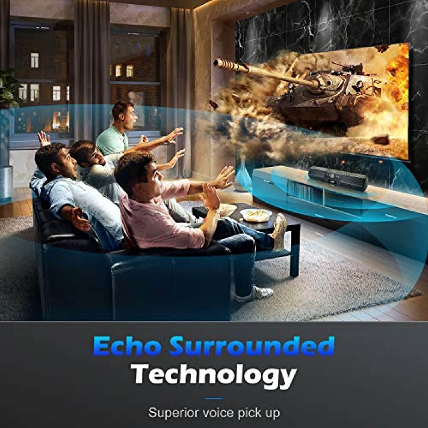 Sound Bar Wireless Speakers: Foxnovo 105dB Deep Bass Soundbar - with Sound Guide Port Home Theater Audio TV Soundbar - with 1.8" LCD Display Noise Filter Sound Bars for TV | PC | Cellphone | Tablets