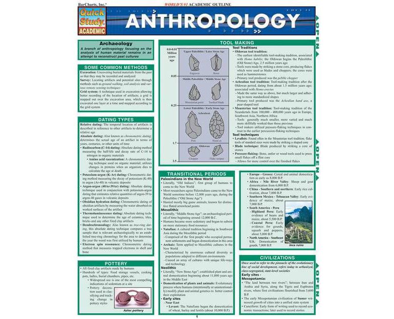 Anthropology - (Quickstudy: Academic) by  Michael S Harris (Poster)