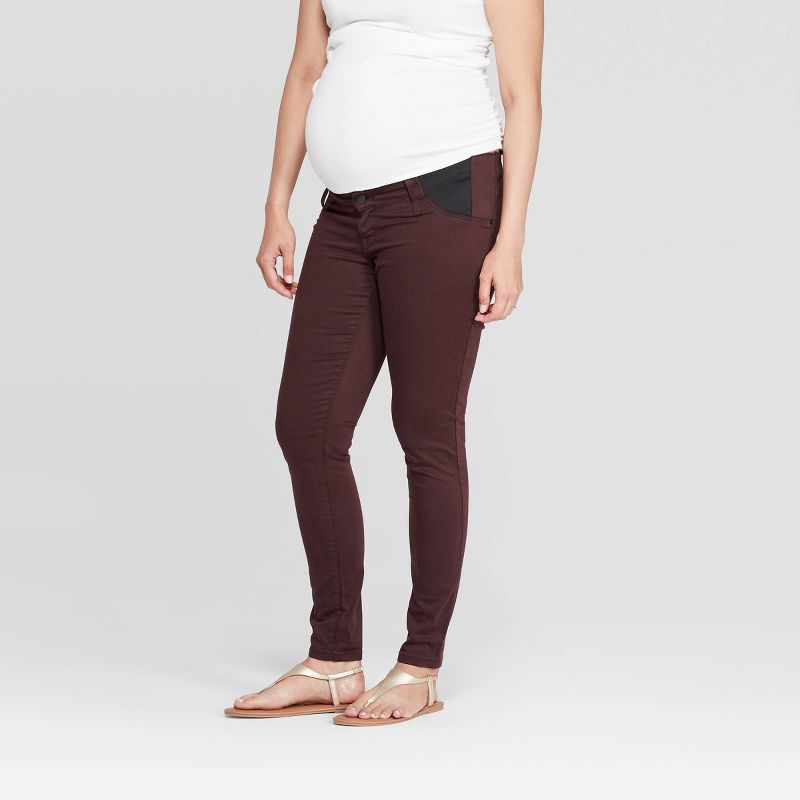 Maternity Side Panel Jeggings - Isabel Maternity by Ingrid & Isabel™ Burgundy 8
