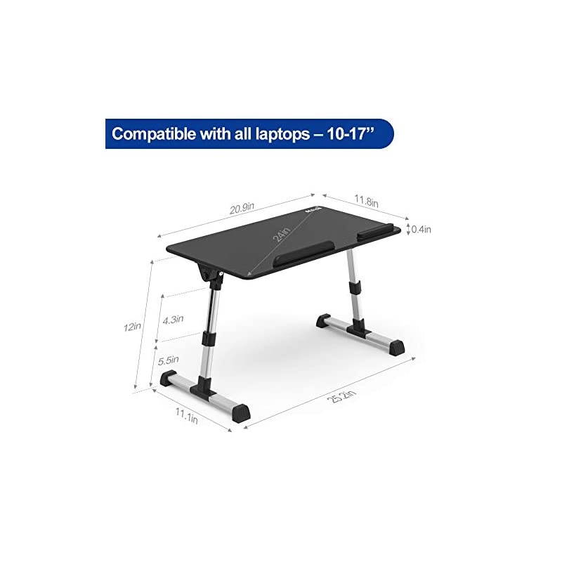 Adjustable Latop Table, Portable Standing Bed Desk, Foldable Sofa Breakfast Tray, Notebook Computer Stand for Reading and Writing &ndash; Black Medium Size
