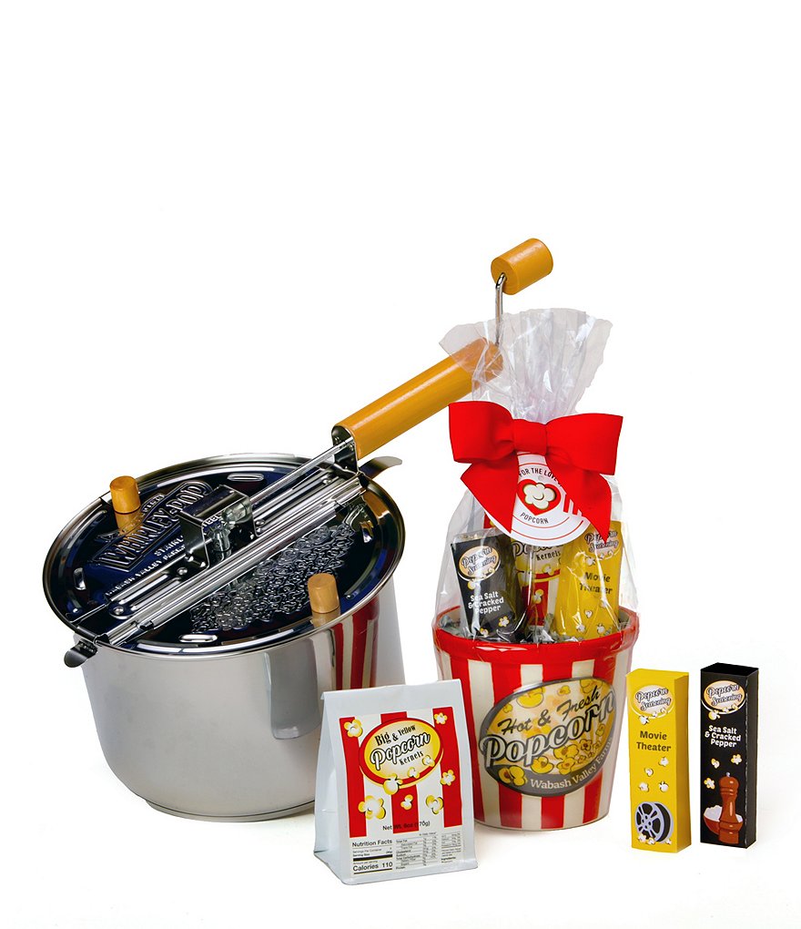 Wabash Valley Farms Stainless Steel Whirley-Pop Popcorn with Sip & Snack Set