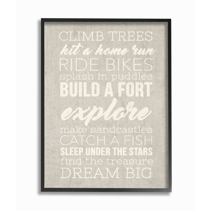 11"x1.5"x14" Climb Trees Dream Big White with Tan Framed Giclee Texturized Art - Stupell Industries