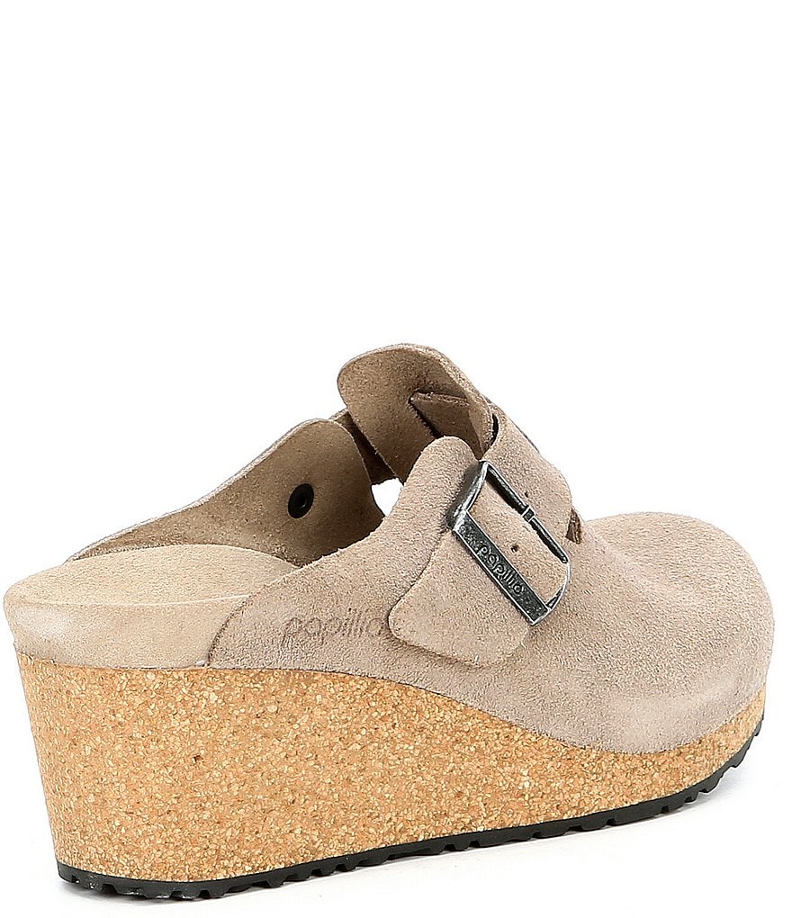 Birkenstock Women's Fanny Suede Cork Wedge Clogs
