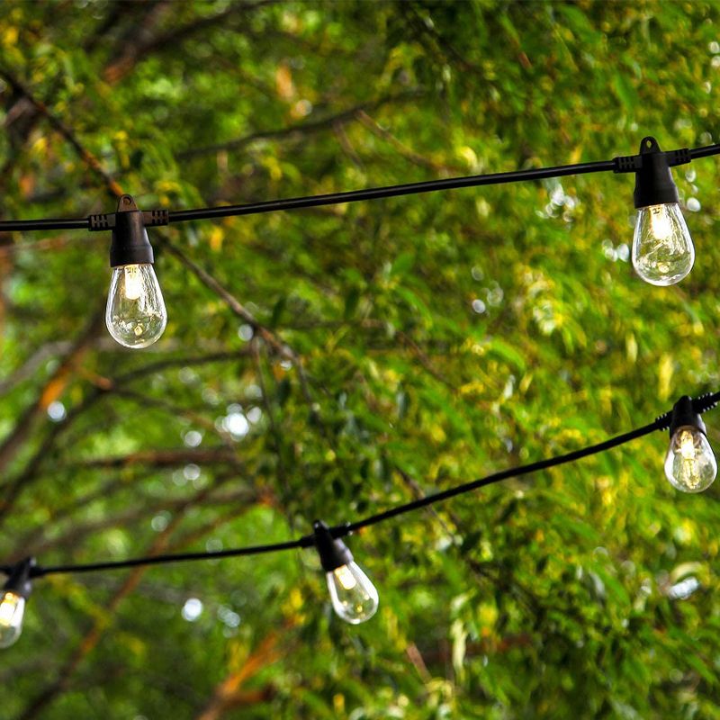 Brightech SLR-48HG-SW Weatherproof Solar Powered 1 Watt LED Outdoor 48 Feet Edison Vintage Italian Cafe Bistro Patio String Lights w/ 15 White Bulbs