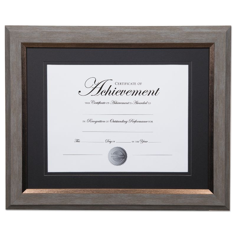 DAX 2-Tone 11 x 14 Document Frame, 8 1/2 x 11 Insert, Gray/Gold Frame, Black Mat N16982ST
